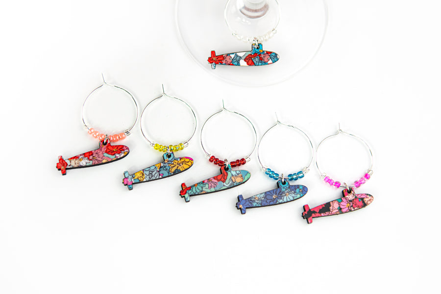 FLORAL SUBMARINE WINE GLASS CHARMS
