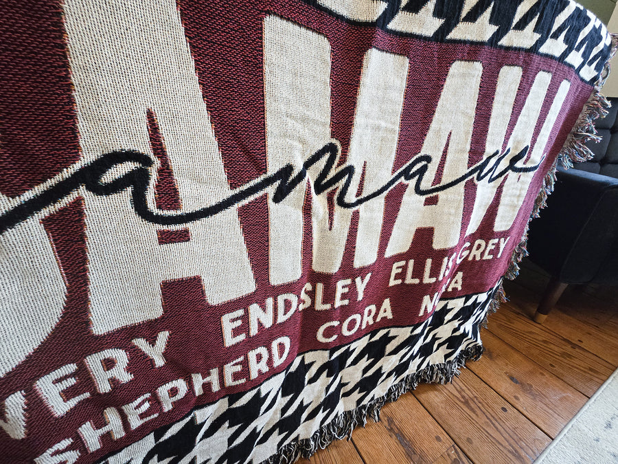 Houndstooth and Red Mother Blanket with Names