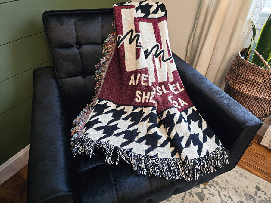 Houndstooth and Red Mother Blanket with Names
