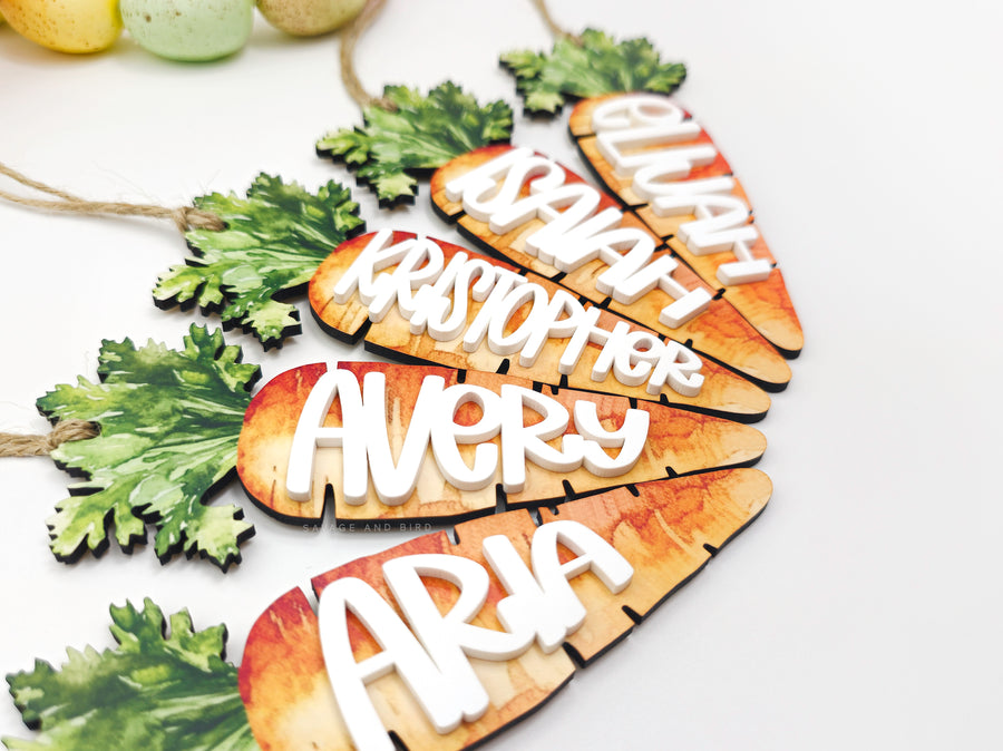 Watercolor Easter Basket Carrot Name Tag