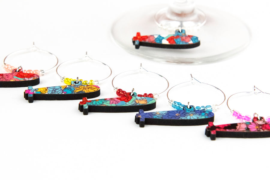 FLORAL SUBMARINE WINE GLASS CHARMS