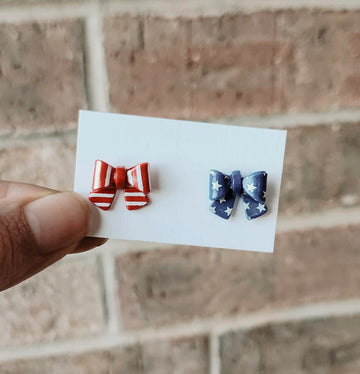 STARS AND STRIPES CLAY EARRING STUDS