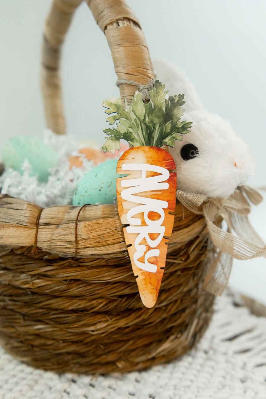 Watercolor Easter Basket Carrot Name Tag