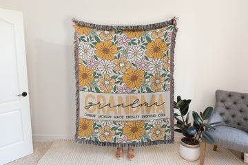 Yellow Floral Mother Blanket with Names