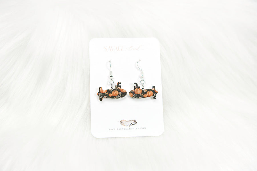 Batty Pumpkin Submarine Earrings