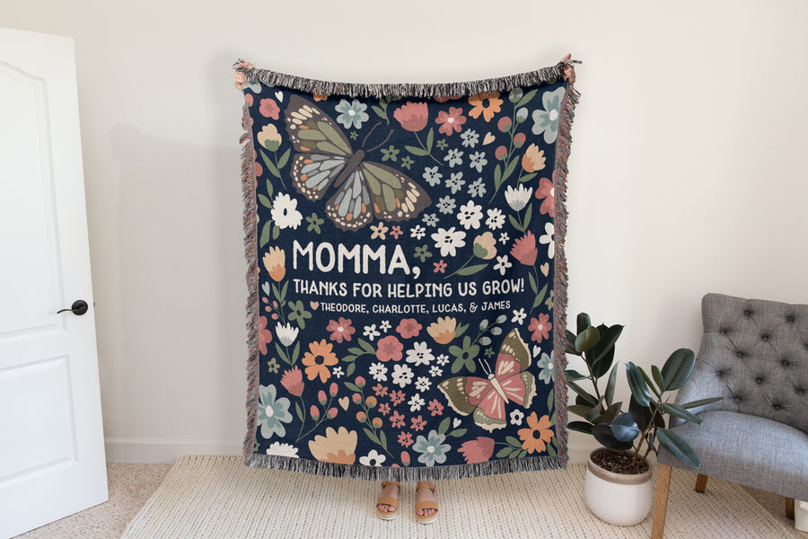 Personalized Floral Mother Message Blanket