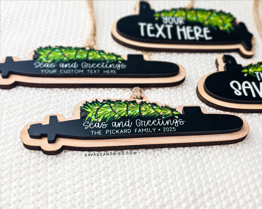 Submarine and Christmas Tree Ornament