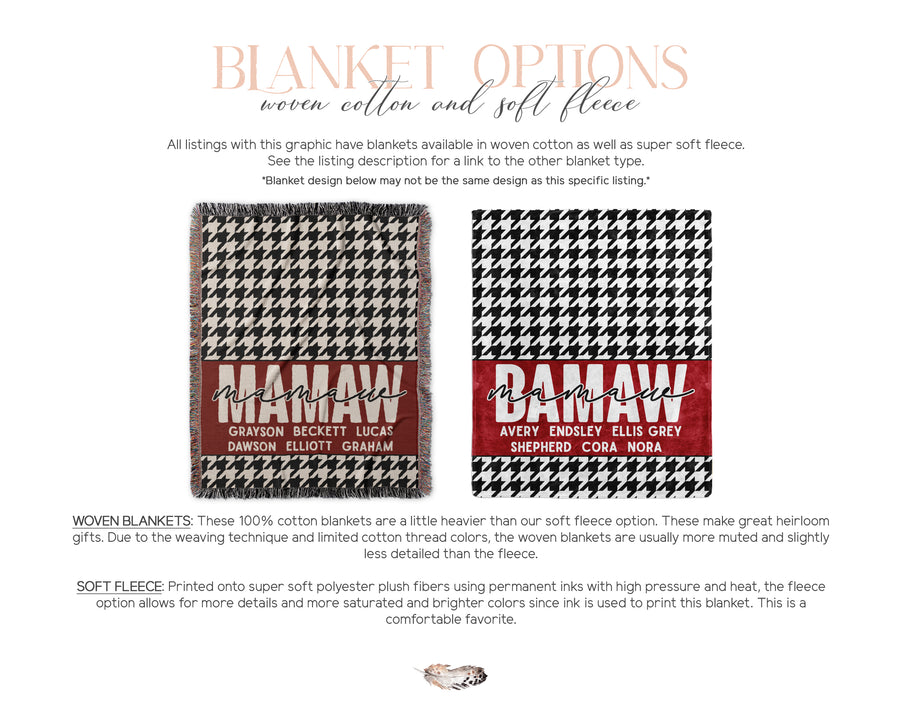 Fleece Houndstooth and Red Mother Blanket with Names