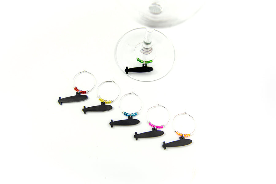 BRIGHT COLOR SUBMARINE WINE GLASS CHARMS