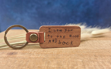 Handwriting Engraved Wooden Keychain