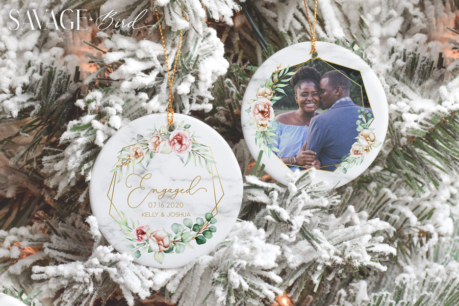Couple's First Christmas Ornament With Photo