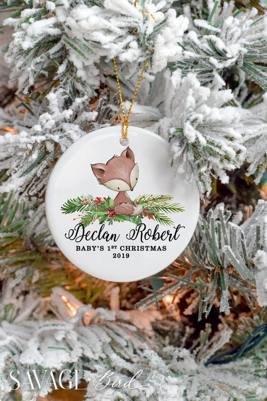 Fox Baby's First Christmas Ornament