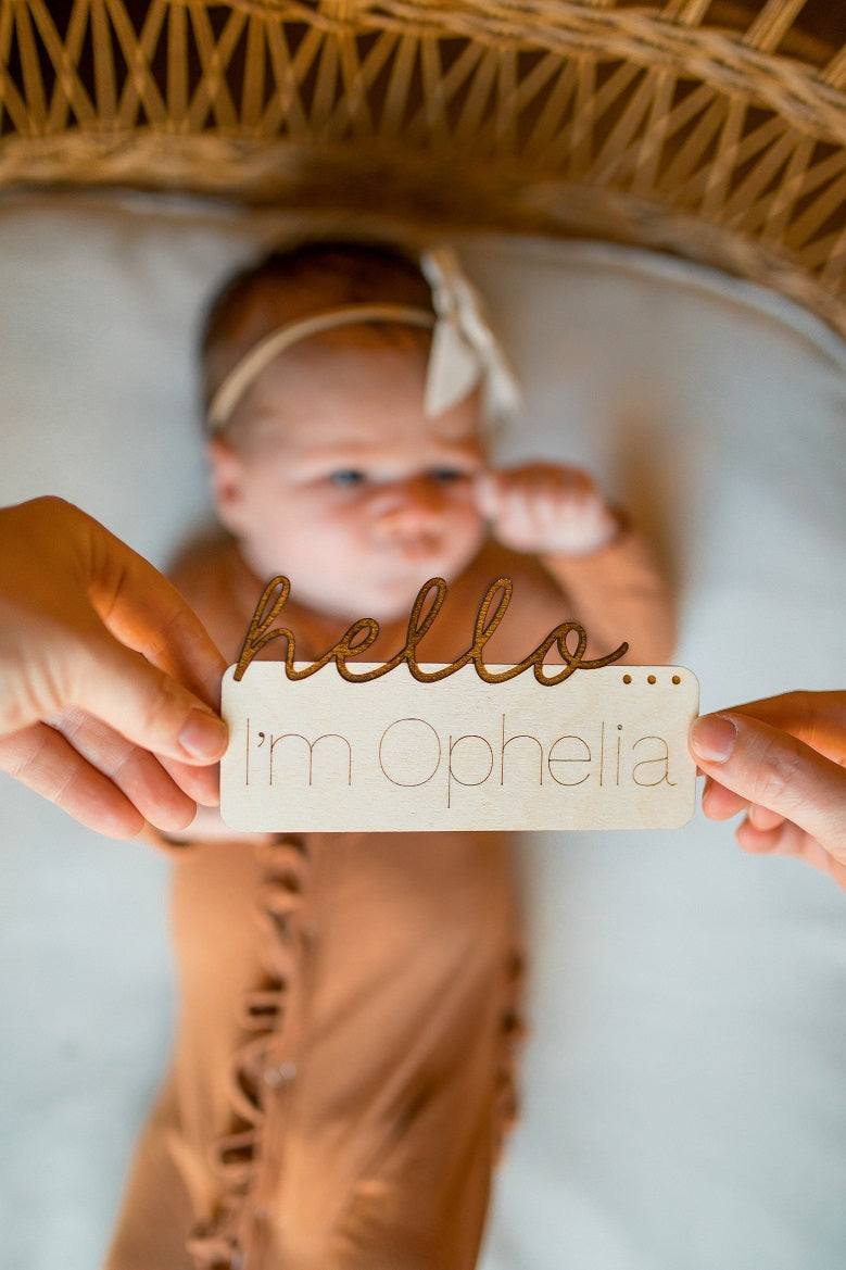 Hello My Name is Baby Sign WOOD NAME TAG