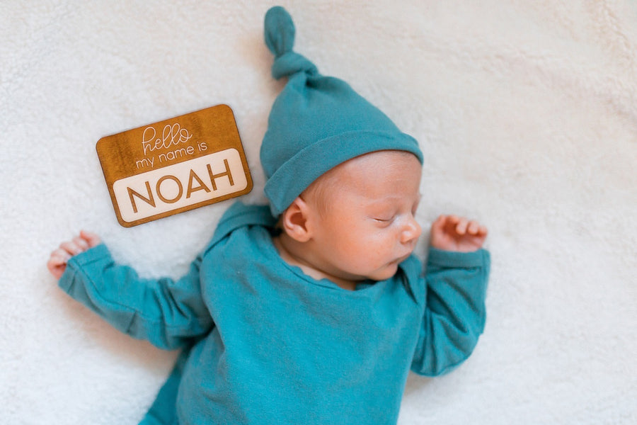 Hello My Name is Baby Sign WOOD NAME TAG
