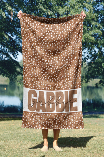 PERSONALIZED FAWN BEACH TOWEL