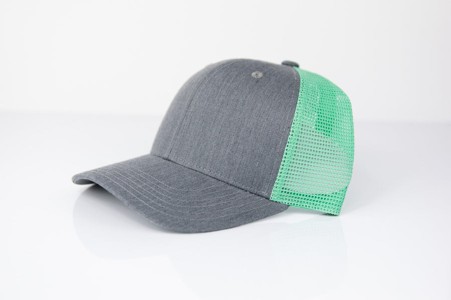 HEATHER GRAY AND TEAL MESH SNAPBACK HAT