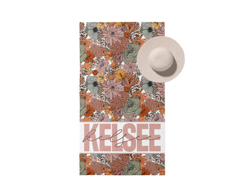PERSONALIZED BOHO FLORAL BEACH TOWEL