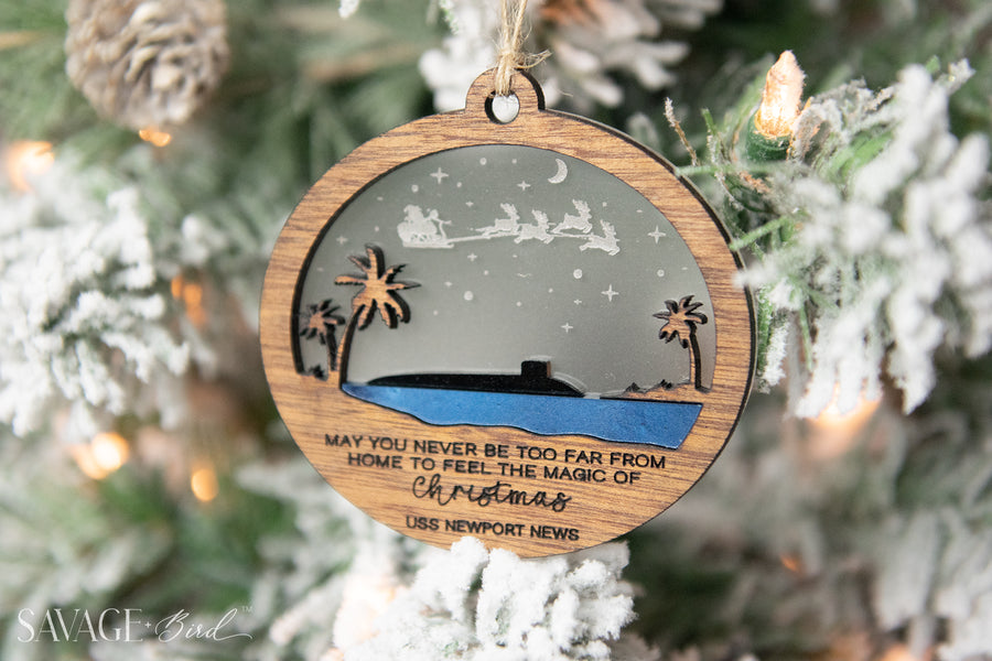 Santa and Submarine Christmas Ornament